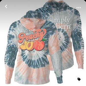 Simply Southern Long Sleeve T-shirt Hoodie Tie Dye Size Small Just Peachy